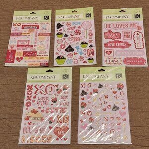 Scrapbook stickers lot of 5 Love Valentine's Day paper crafts DIY
